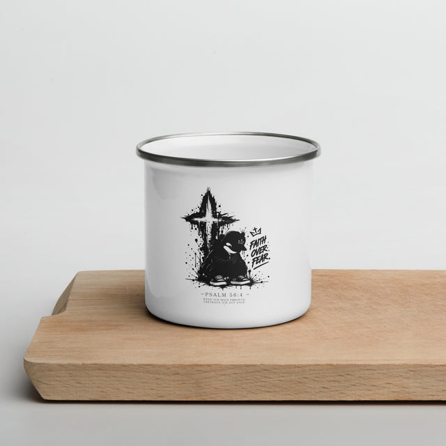 Faith Over Fear Enamel Mug – Psalm 56:4 DE NIGRO®