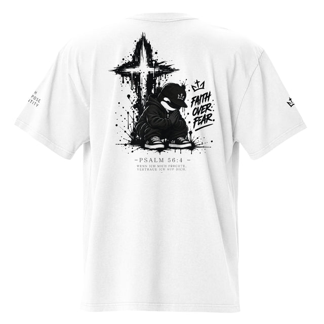 Faith Over Fear Oversized Faded T-Shirt – Psalm 56:4 DE NIGRO®