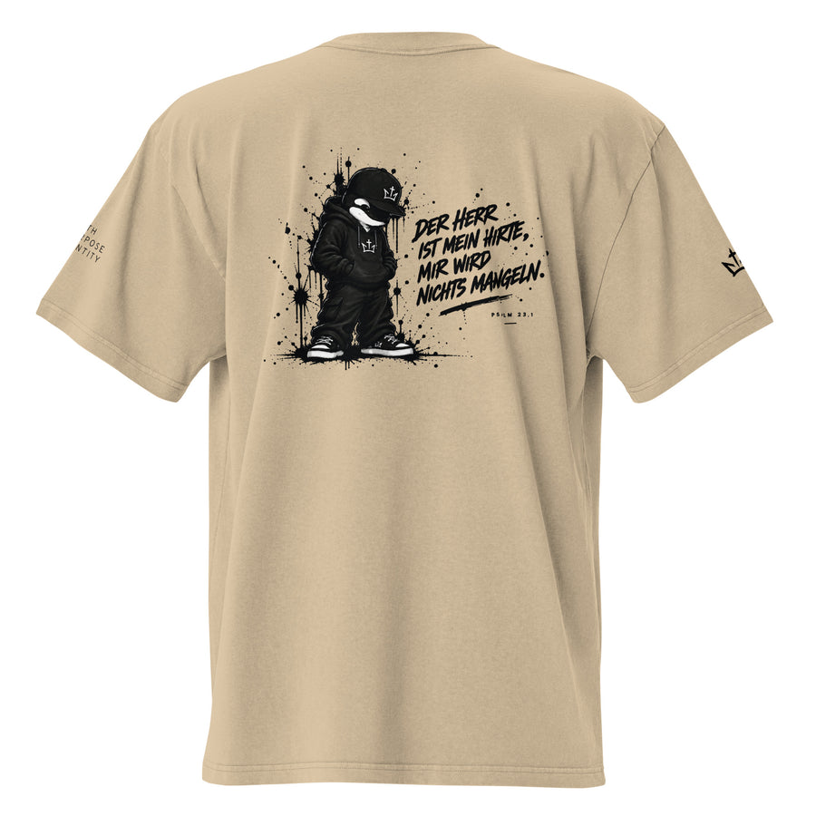 “Der Herr ist mein Hirte” Oversized Faded T-Shirt – Psalm 23:1 DE NIGRO®